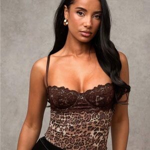 New Brown Leopard Lace Camisole